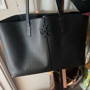 Tory Burch Black Leather Tote Bag